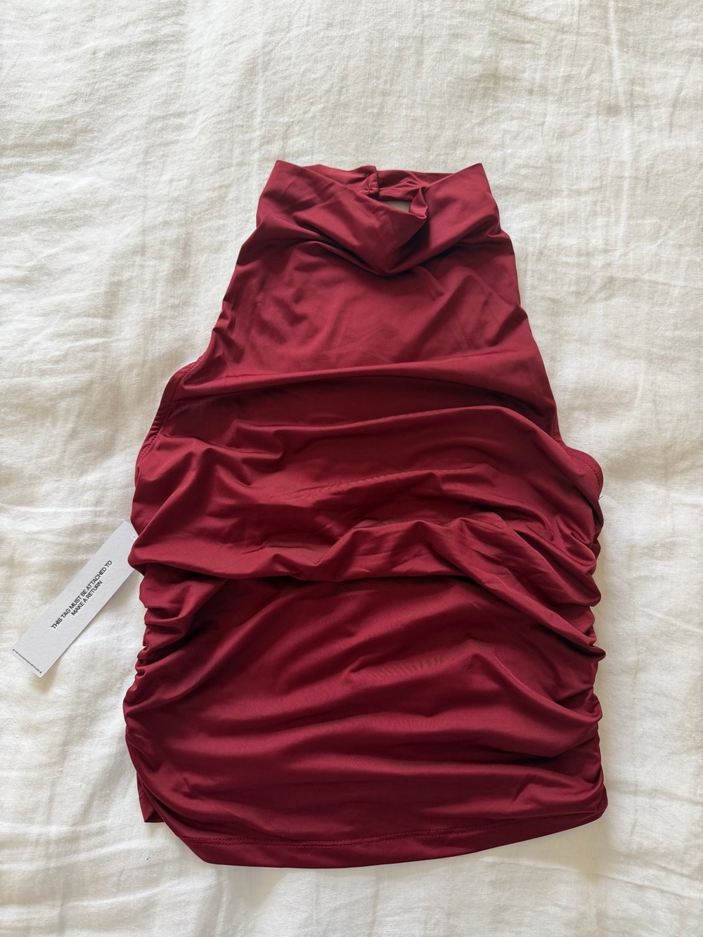 Princess Polly Ruched Mock Neck Tank - Burgundy